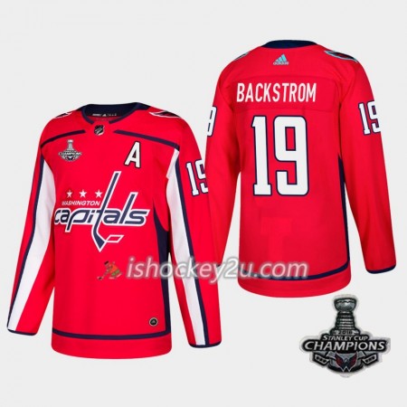 Mænd NHL Washington Capitals Trøje Nicklas Backstrom 19 2018 Stanley Cup Champions Adidas Rød Authentic